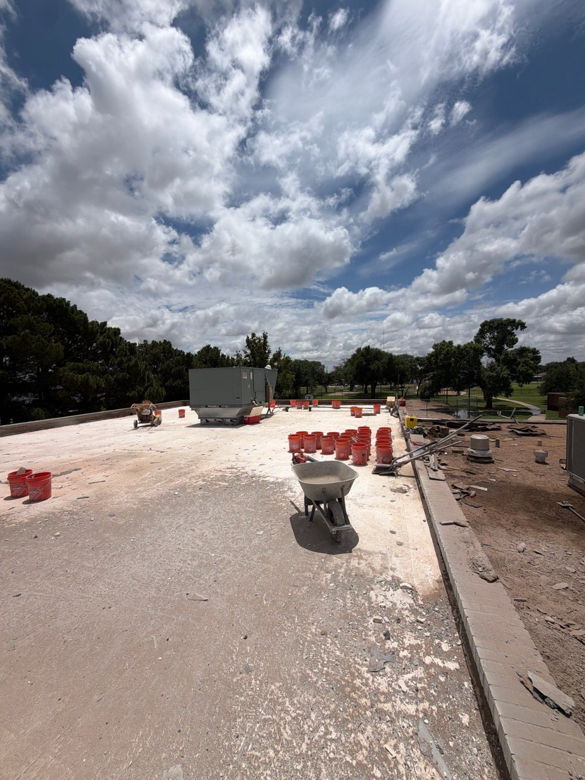 Gypsum roof deck exposed after tear-off at Copper Rawlings Senior Center