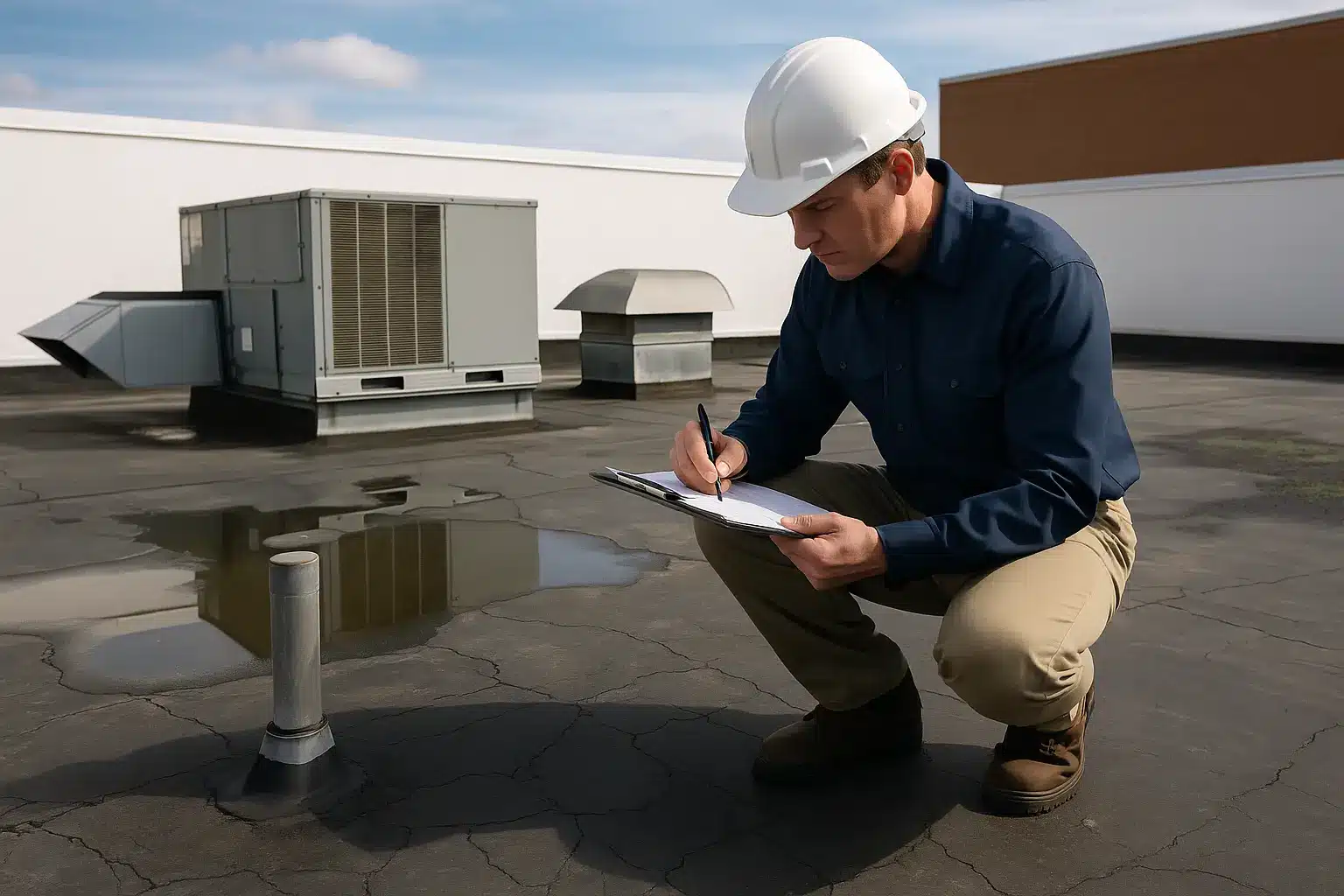 A man checking Roof Inspection Checklist
