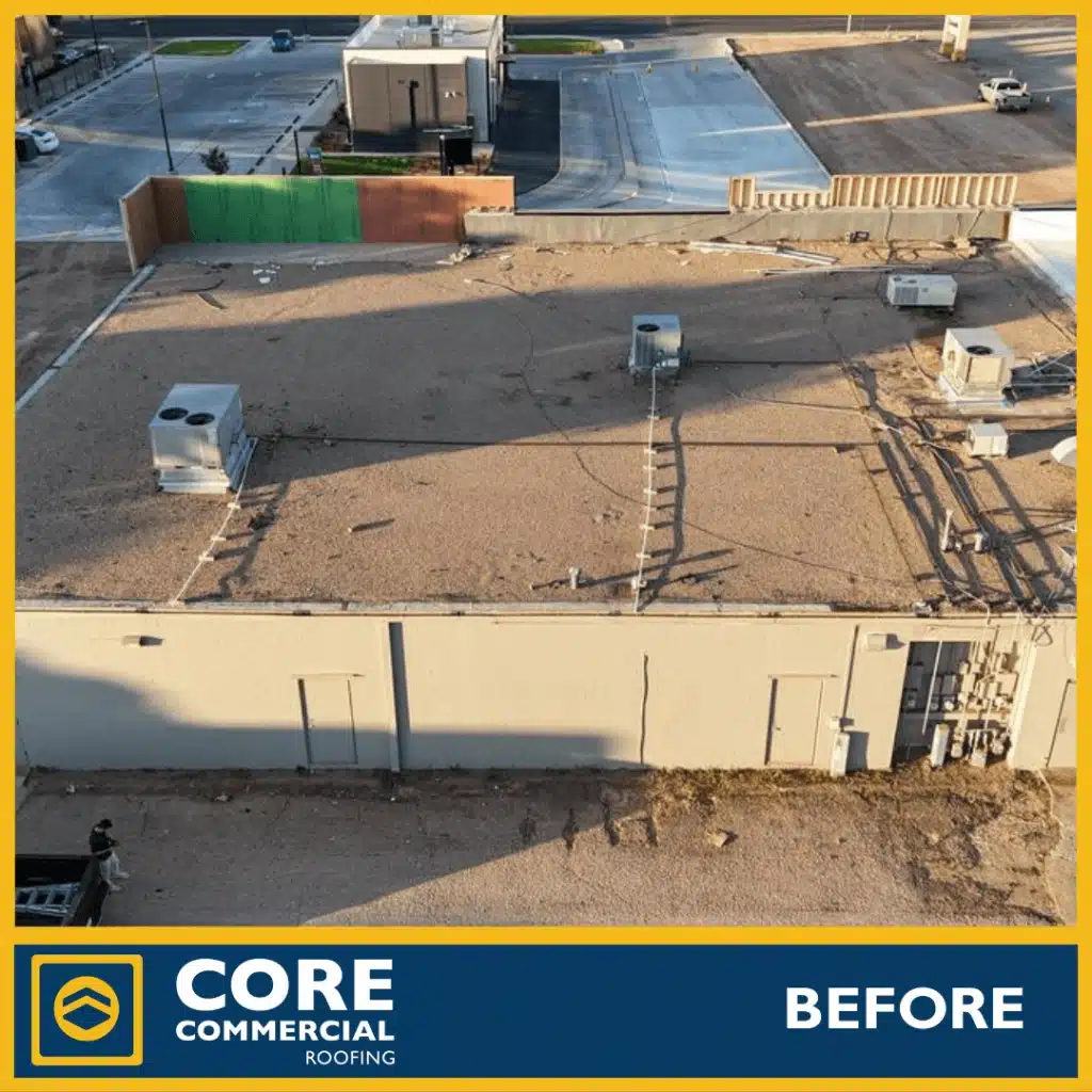 Flat roof with HVAC units visible