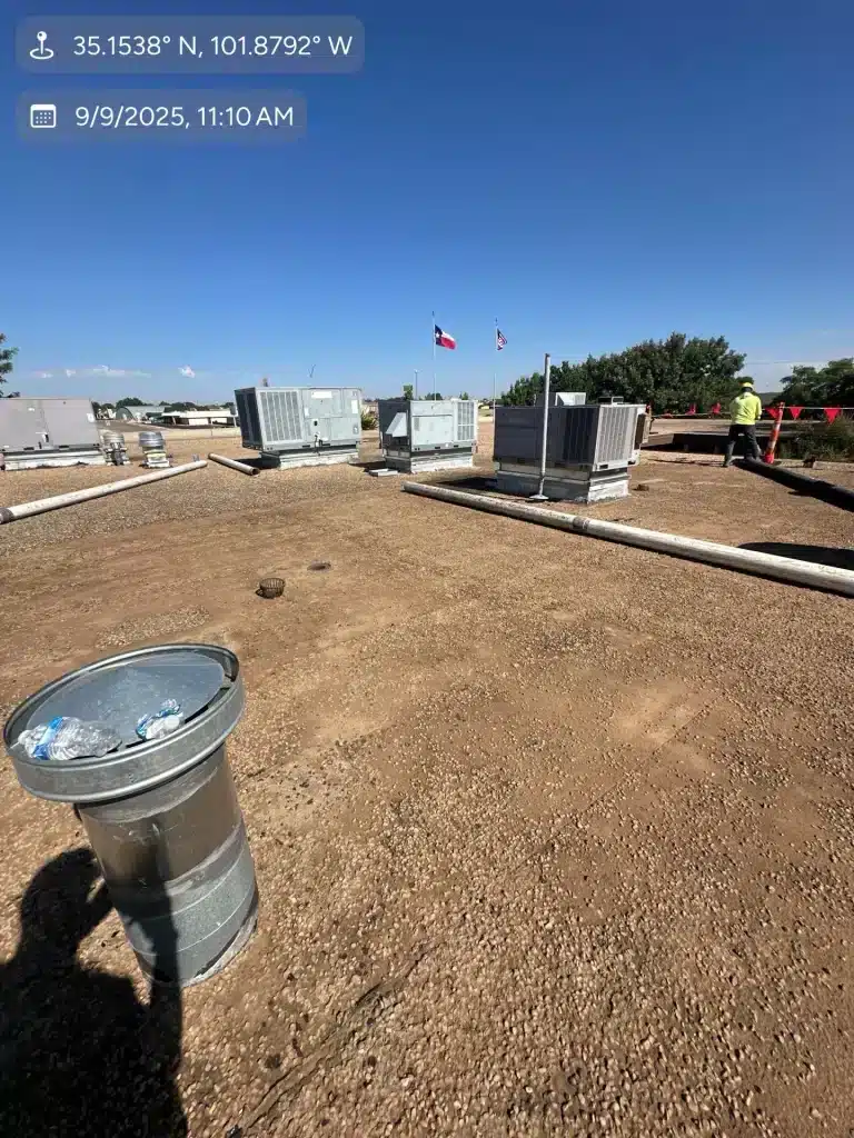 Roof with HVAC units and equipment