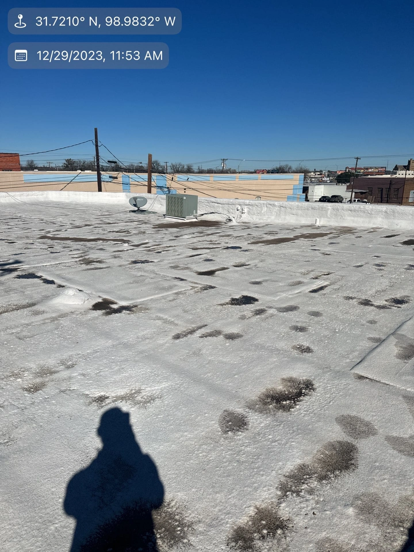 Flat roof with patches and shadows